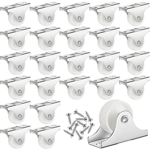 24 Pcs 1" Small Casters Wheels Rigid Non Swivel Fixed Castor Wheels with Metal T - Picture 1 of 12