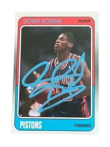 Dennis Rodman carta Rookie firmata PIA inchiostro blu RISTAMPA - Foto 1 di 1