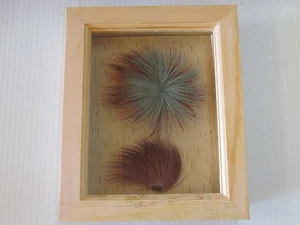 6 1/2" X 8 1/2" FRAMED MOOSE HAIR TUFTING ON BIRCH BARK - Picture 1 of 3