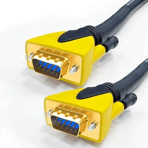 VGA Male to Male 15 Pin Pro Gold SVGA Lead PC Monitor TV LCD RGB OFC Cable 10M - Picture 1 of 5