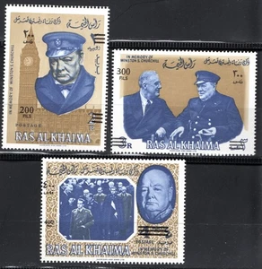 STAMPS RAS AL KHAIMA-Sir W. Churchill Commemoration,overprint, set of 3, 1966-** - Picture 1 of 1