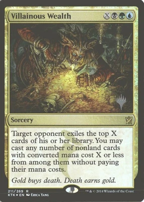 MTG Villainous Wealth (211) *Foil* Promo Stamp Khans of Tarkir MT/NM Free Ship - Image 1 of 2