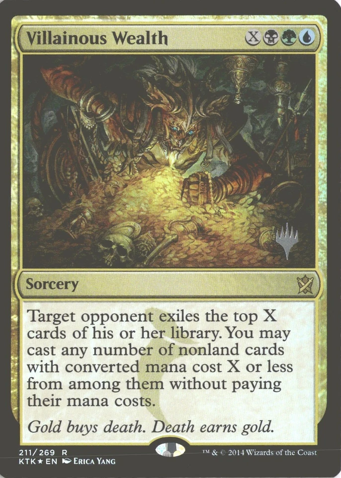 MTG Villainous Wealth (211) *Foil* Promo Stamp Khans of Tarkir MT/NM Free Ship - Image 1 of 2