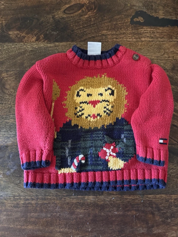Suéter Vintage Y2K Tommy Hilfiger Navidad León Niño 3-6 Meses Niños Foto 1 de 4