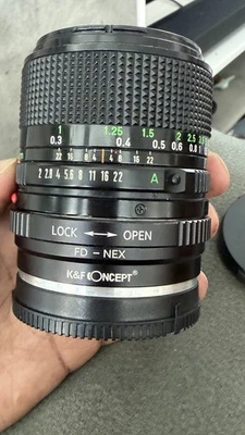 Cámara fotográfica Canon 28 mm f/2,0 lente NFD FD SLR con adaptador KF concepto FD-NEX Foto 1 de 4