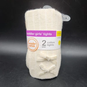 Wonder Nation Toddler Girl's 18-36 Months Cotton Tights 2 Pack New - Picture 1 of 5