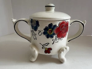 Anthropologie MOLLY HATCH Floral Footed Sugar Bowl NO SPOON - Picture 1 of 10