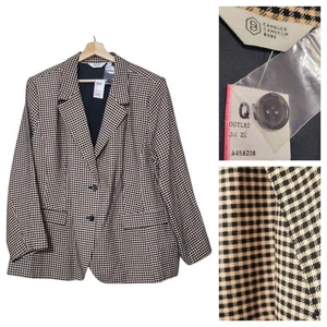 Candace Cameron Bure Gingham Blazer Jacket 2XP Black/ Rose Academia Transitional - Picture 1 of 16