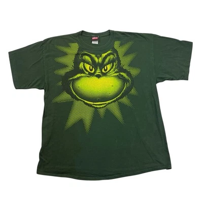 复古 The Grinch 衬衫成人 2XL 绿色短袖 2001 年圣诞节假期 — 第 1/4 张图片