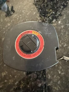 Vintage Lufkin 100 Fuß gelb plattiert Stahl Maßband Nr. 100 - Bild 1 von 3