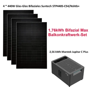 1760W Bifazial Balkonkraftwerk Set mit 2.56Wh Marstek Jupiter C plus - Bild 1 von 12