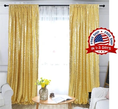 Cortinas De Brillo Lentejuela Oro Panel De Cortina Para La Fiesta De Bodas Foto 1 de 4