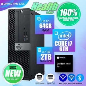 DELL Desktop Computer PC i7,Up to 64GB RAM, 2TB m.2 SSD, Windows 11/10, WiFi - Picture 1 of 6