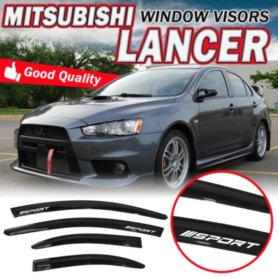 For 08-17 Mitsubishi Lancer Window Visor Rain Guard Shade Smoke Acrylic 4PCS - Image 1 of 4