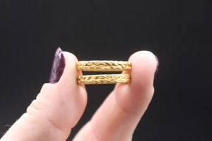 Vintage 2 Julie Vos Greek Feather Style Stacking Rings 24kt Gold Plate Size 7 - Picture 1 of 7