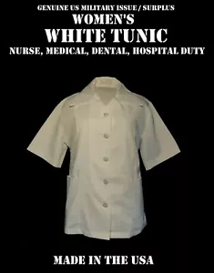 CAMISA TÚNICA PARA MUJER 22L HOSPITAL BLANCA ENFERMERA MÉDICA ORDENADA MILITAR EE. UU. - Imagen 1 de 10