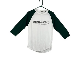 Be Both Human Kind Womens White Green Crew Neck Graphic T-Shirt Size Small - Picture 1 of 10