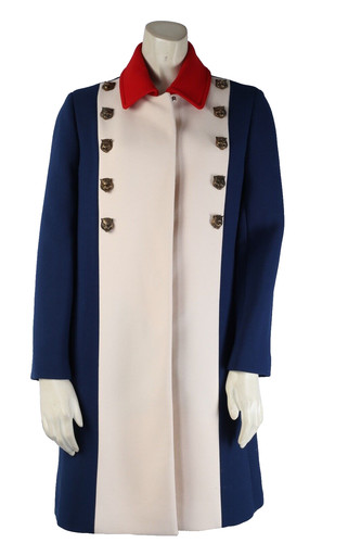 Cappotto di lana Gucci impreziosito da tigre tricolore bianco blu rosso taglia 44