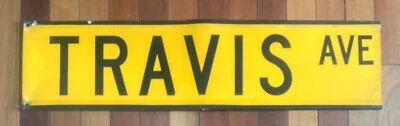 Letrero de calle grande vintage de 36”x9” Travis Ave Staten Island de la ciudad de Nueva York Foto 1 de 4