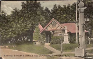 HUNTINGTON LONG ISLAND NUEVA YORK - BIBLIOTECA CONMEMORATIVA NATHAN HALD MONUMENTO POSTAL - Imagen 1 de 2