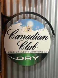 CANADIAN CLUB AND DRY METAL SIGN WITH HANGER DOUBLE SIDED - Picture 1 of 3