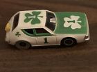 TYCO PRO SUPER GREMLIN #1 WITH SHAMROCK  WHITE GREEN BRASS CHASSIS WORKING