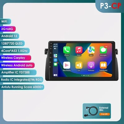 适用于宝马 E46 M3 1998 - 2005 年 Android 13 Carplay 汽车立体声收音机头单元 GPS 导航 — 第 1/4 张图片