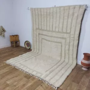 Moroccan Handmade Rug Beni ourain 6'4x9'7 Berber Azilal Unique Tribal Wool Rug - Picture 1 of 17