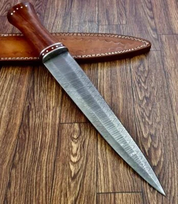 Poshland Custom Handmade Damascus Steel Dirk Blade Knife - Perfect Grip Handle