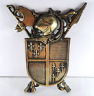 Vintage Shield Wall Decor Metal Armor Crest Made In Japan Mid Century 15.5x12