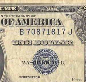 USA / Silver Certificate $1 Series of 1995 G ERROR Circulated Banknote XVII - Picture 1 of 3