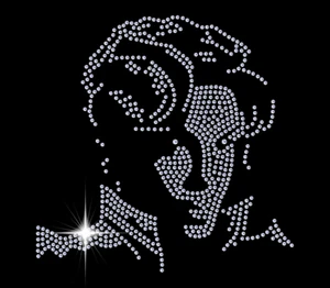 IRON ON - PRINCE Sparkling Rhinestone Diamonte Transfer Motif Hotfix Music Icon - Picture 1 of 2