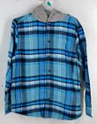 Long Sleeve Button Up Hoodie Blue Flannel L (10/12) Wonder Nation 37