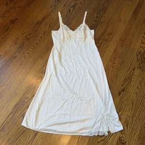 Vintage Shadowline Chemise Dress Size 36MS Ivory Slip 70s Retro Coquette Fairy - Picture 1 of 9
