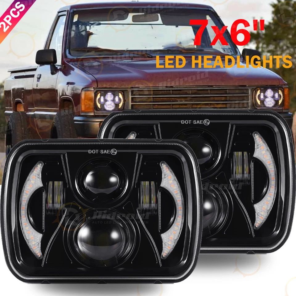 Kit de faróis de LED 7x6" 5X7 feixe alto-baixo DRL para Nissan D21 Pickup 1986-1994 - Imagem 1 de 4