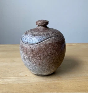 RICK LOEWENKAMP 4" Lidded Brown Raku Vessel - Arizona - VGUC - Picture 1 of 10