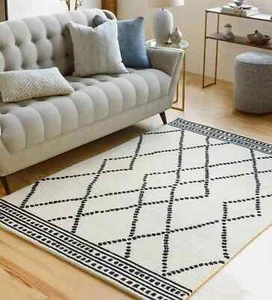 Handmade Handwoven Hand Tufted Nz Wool 100% Soft Blended Design Premium Quality - Picture 1 of 4