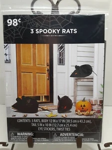 3 Spooky Rats Halloween Decorations Brand New in Pack - Picture 1 of 2