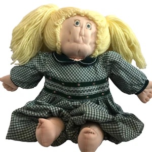 BAMBOLA BAMBINA SCULTURA MORBIDA FATTA A MANO VINTAGE ANNI 80 21" BIONDA OCCHI AZZURRI VESTITI - Foto 1 di 24