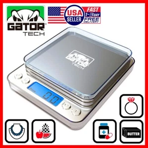 Digital Weight Scale Kitchen Jewelry Gold Grain Food MiniSize Gram 2000g x 0.1g - Picture 1 of 13