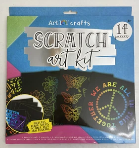 Art 101 Crafts Scratch Art Kit Paper & Stencils 14 Pieces NEW - Picture 1 of 5
