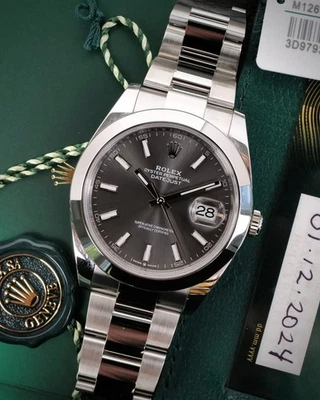 Rolex Datejust 41 126300 Gris Rodio Completo 2024 Caja de Tarjetas Papeles 41mm Acero Foto 1 de 4