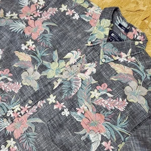 Reyn Spooner Hawaiian Shirt Mens XL Black Floral Classic Reverse Print Aloha - Picture 1 of 7