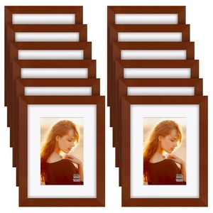 Cornici portafoto 6x8 pollici in legno massello e vetro HD display foto 4x6 con... - Foto 1 di 7