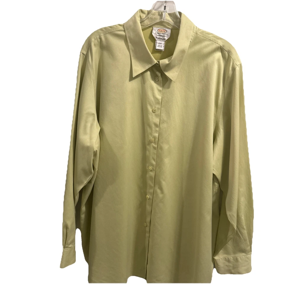 NUEVA Camisa Abotonada Talbots Mujer Petites 22W Verde Lima Resistente a Arrugas Foto 1 de 4