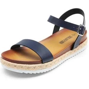 DREAM PAIRS Women’s Open Toe Ankle Strap Espadrille Platform Buckle Sandal NAVY - Picture 1 of 6