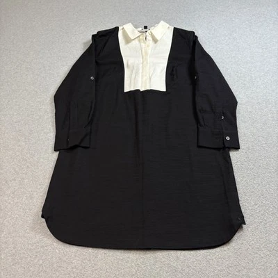 Ann Taylor Dress Womens 12 Black White Button Front Shirt Midi Heritage Academia - Изображение 1 из 4