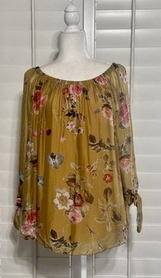 Blusa Tempo Paris Mujer Talla L Seda Floral Forrada Transparente Hecha en Italia Femenina Foto 1 de 4