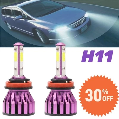 2pcs H11 LED Headlight Kit High Low Beam Bulbs Super Bright 6000K White Safety - Image 1 of 4