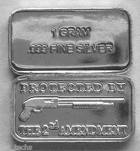 (25) 1 GRAM 0.999+ PURE SILVER TACTICAL SHOTGUN 2ND AMENDMENT BARS b7 - Picture 1 of 1